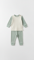 Textured Jersey Two-Piece Set with Stretch Waistband