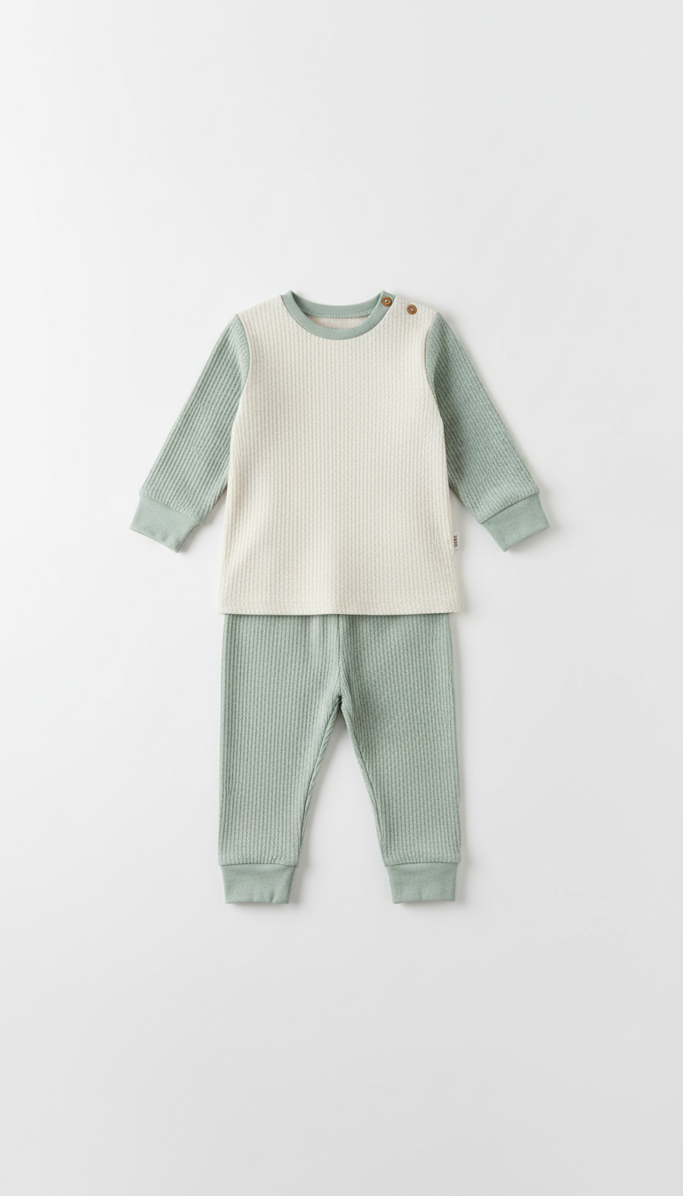 Textured Jersey Two-Piece Set with Stretch Waistband