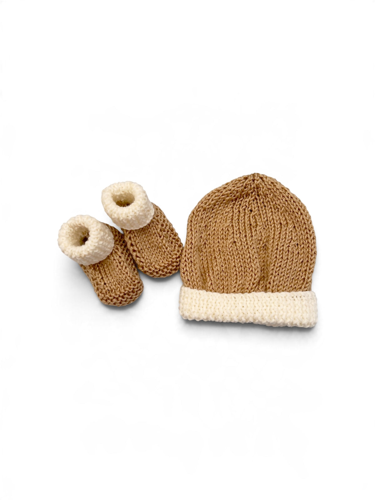 Knitted Baby Booties and Beanie Set