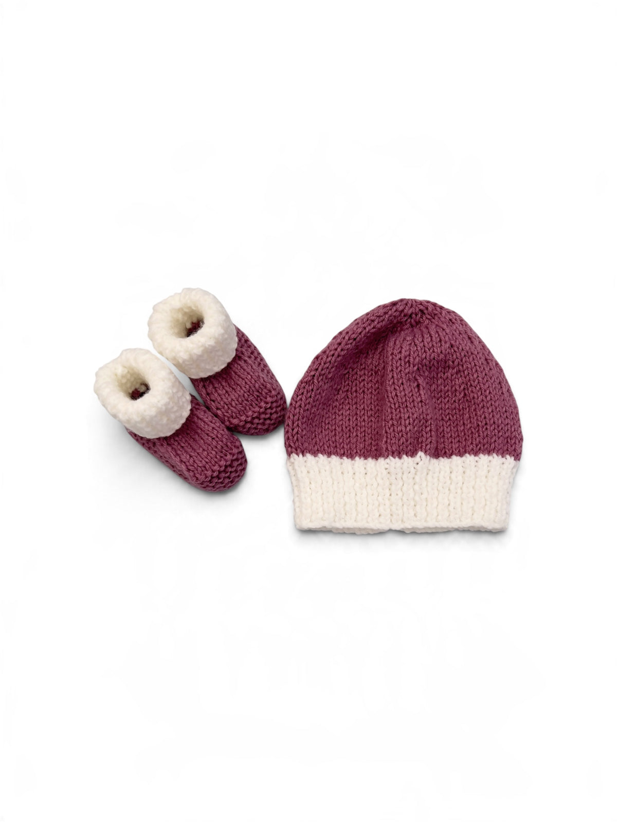 Knitted Baby Booties and Beanie Set