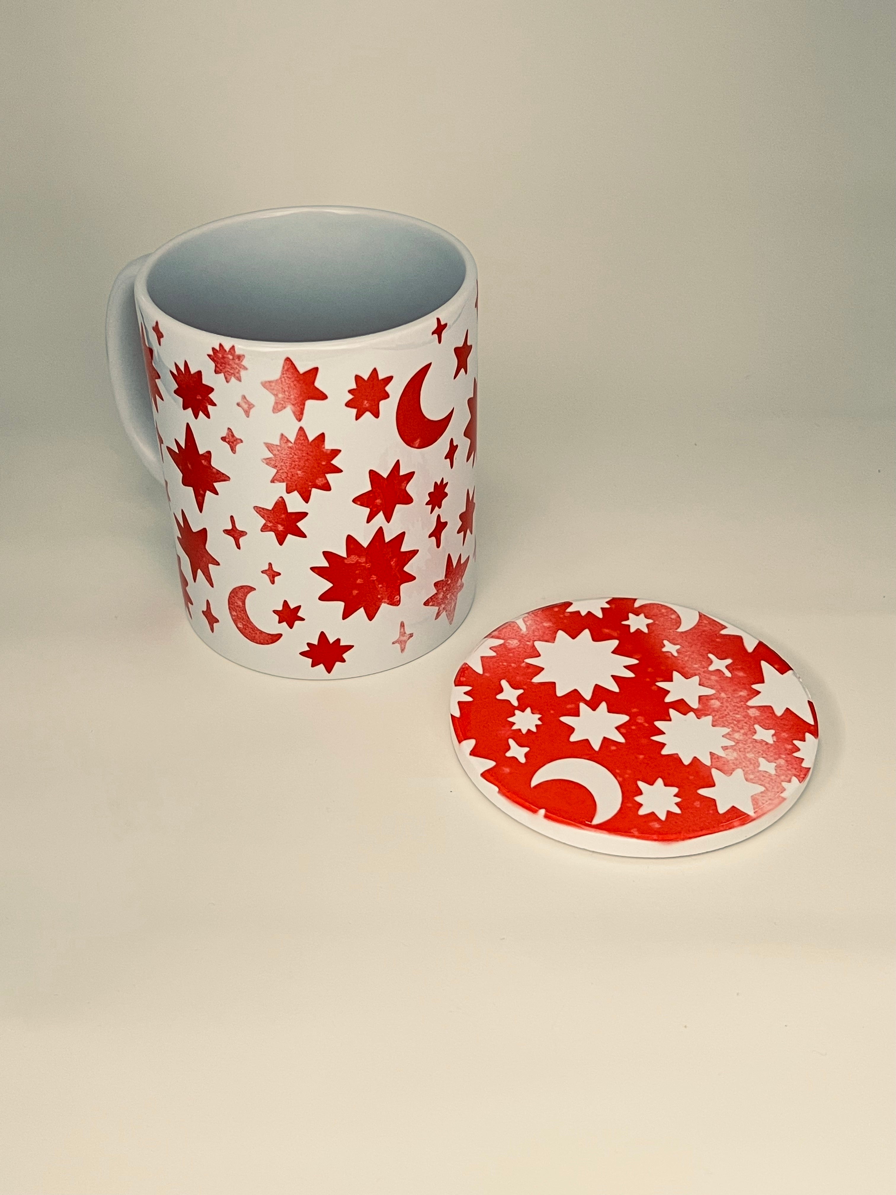 Coffee Mug and Coaster Set - Stars and Moons