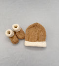 Knitted Baby Booties and Beanie Set
