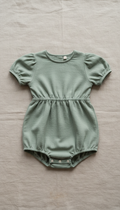 Handmade Sage Green Romper with Wooden Buttons